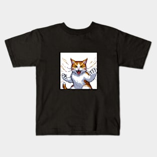 Angry cat in pixel art Kids T-Shirt